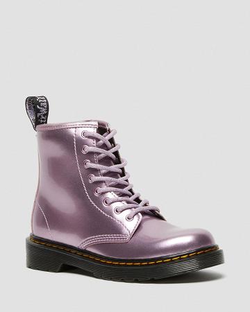 Dr Martens Junior 1460 Metallic Snørestøvler Børn Lyserød | DK 681ILH